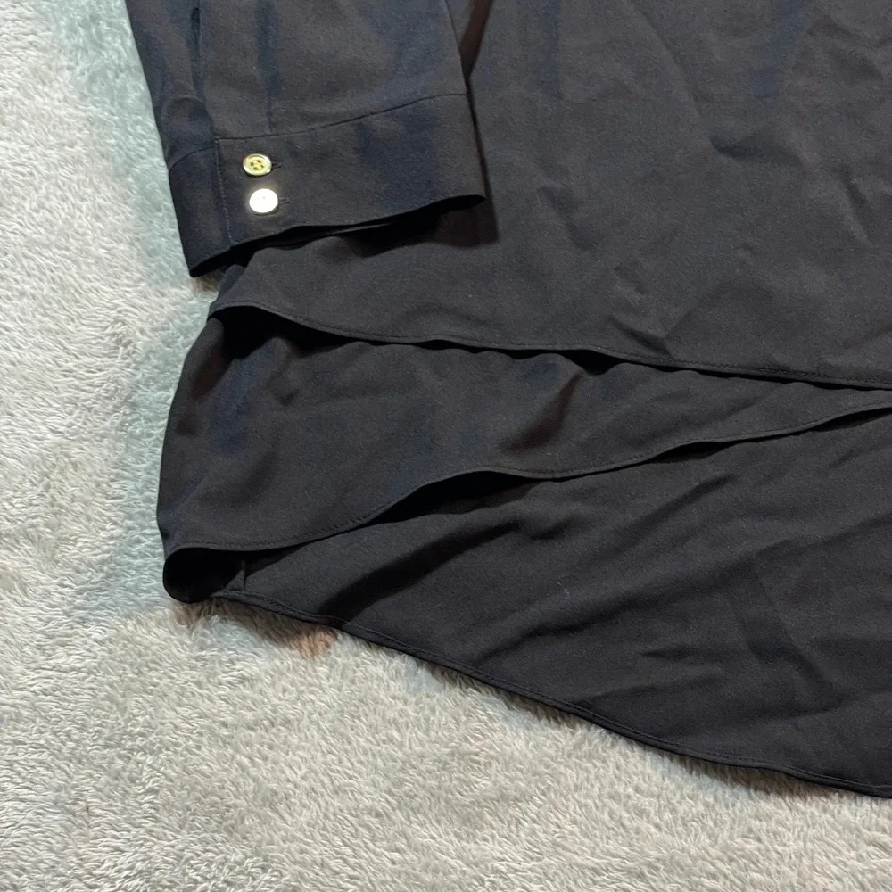 Chico's Criss Cross Hem Tunic 3/4 Sleeve Fashion Top Black 3 Women's Minimalist - Picture 5 of 15